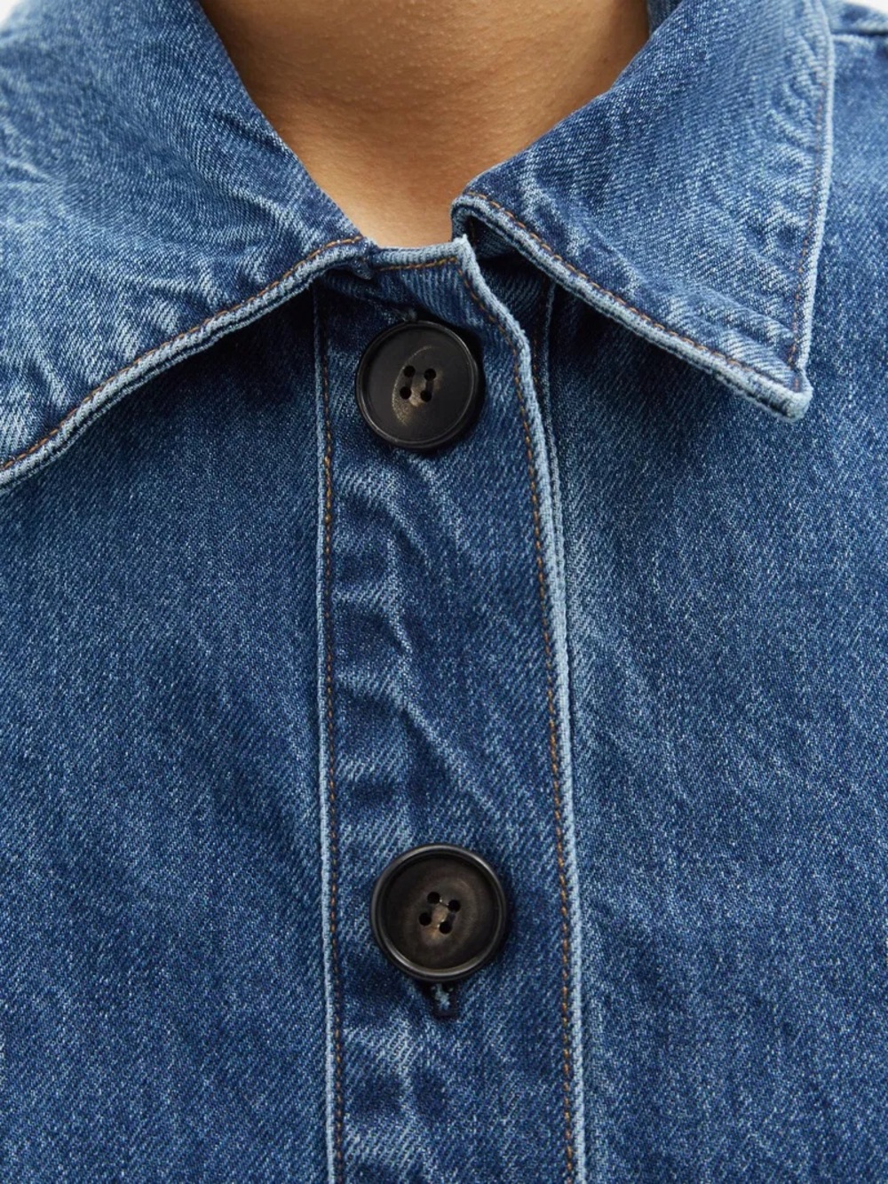 CO Blue Denim Button-Front Midi Dress - Picture 5 of 9